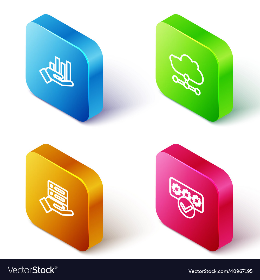 Set isometric line pie chart infographic network vector image Set isometric line pie chart infographic network