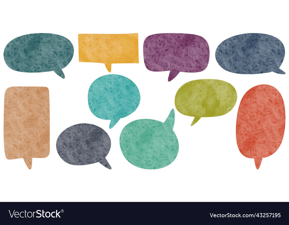 Watercolor hand drawn speech bubbles isolate vector image Watercolor hand drawn speech bubbles isolate