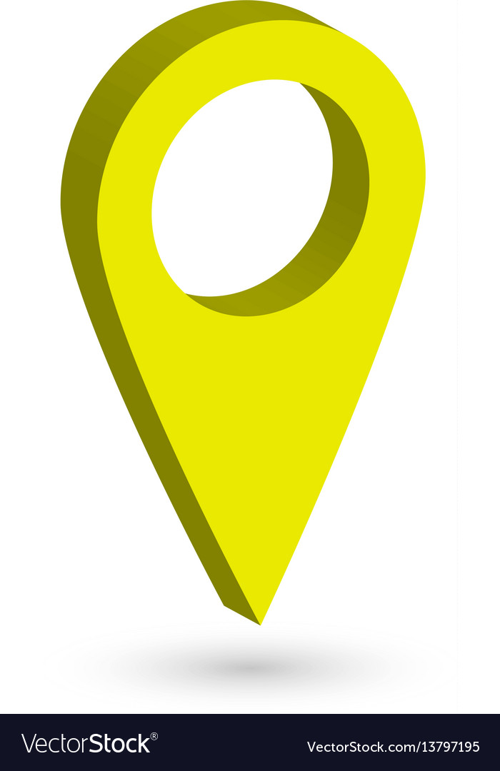 Yellow 3D Map Pointer with Shadow