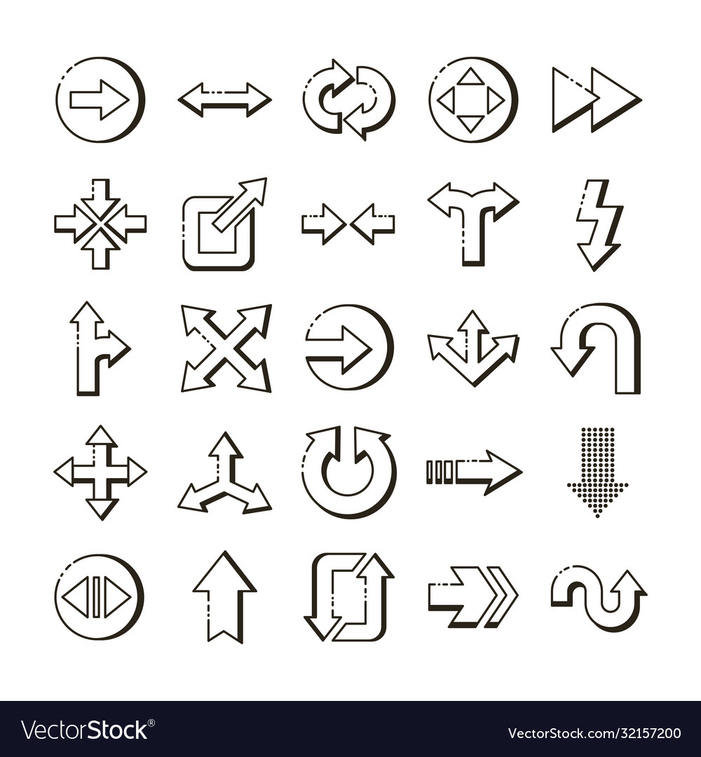 Bundle arrows set icons