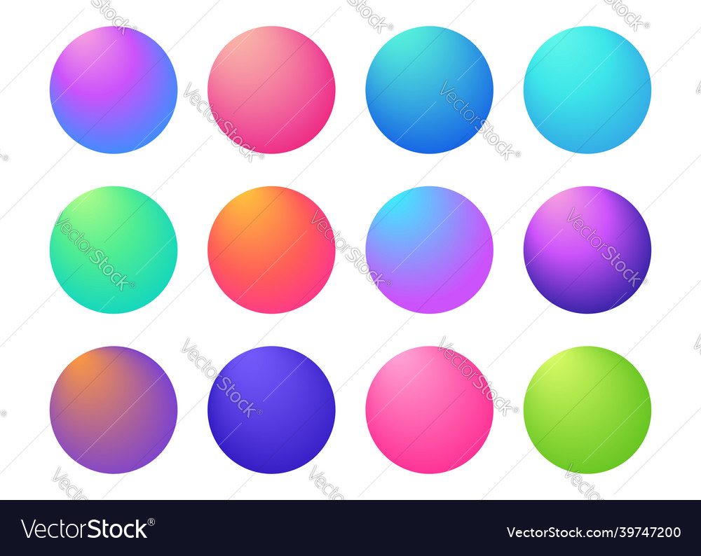 Circle holographic gradients set sphere buttons vector image Circle holographic gradients set sphere buttons