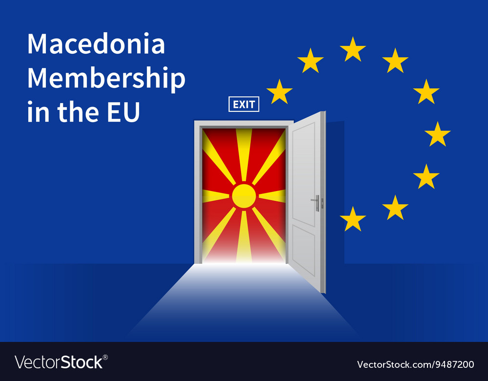 European union flag wall with macedonia door