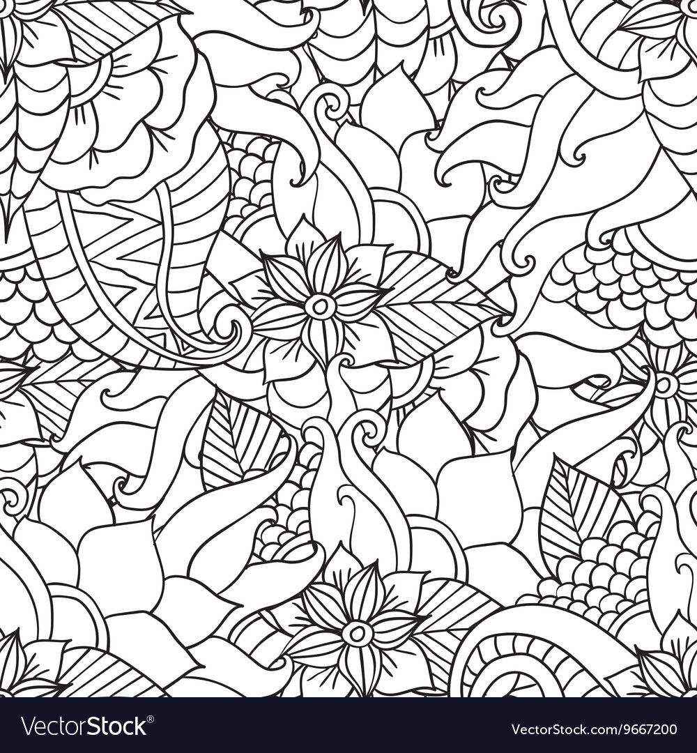 Floral Ethnic Pattern Coloring Page
