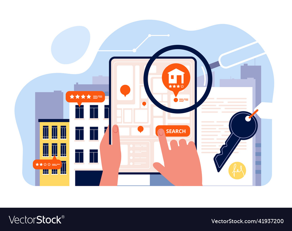 Real estate searching houses rent viewing Vector Image