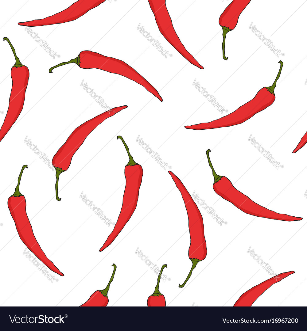 Seamless pattern with red hot chili peppers