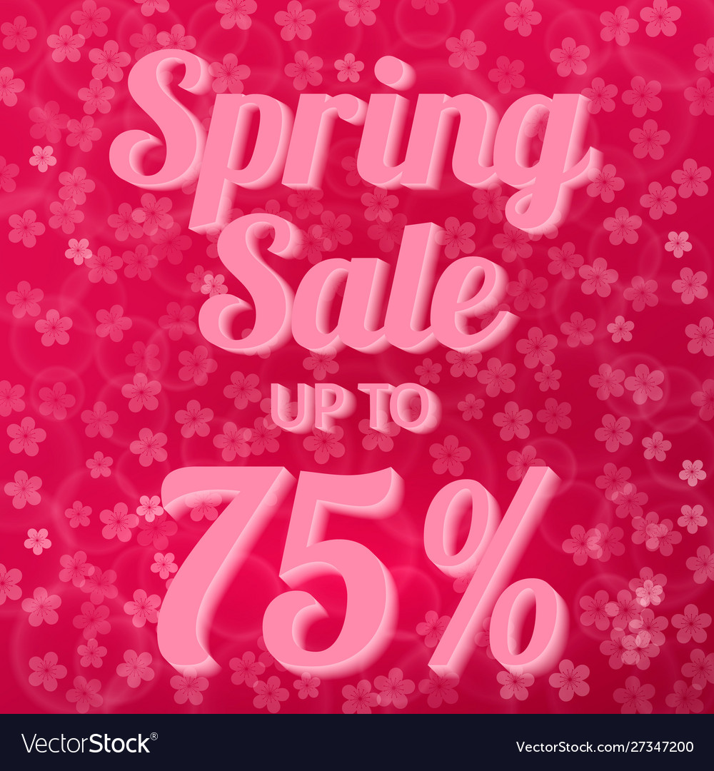 Spring sale banner 75 discount sign on hot pink Vector Image Spring sale banner 75 discount sign on hot pink