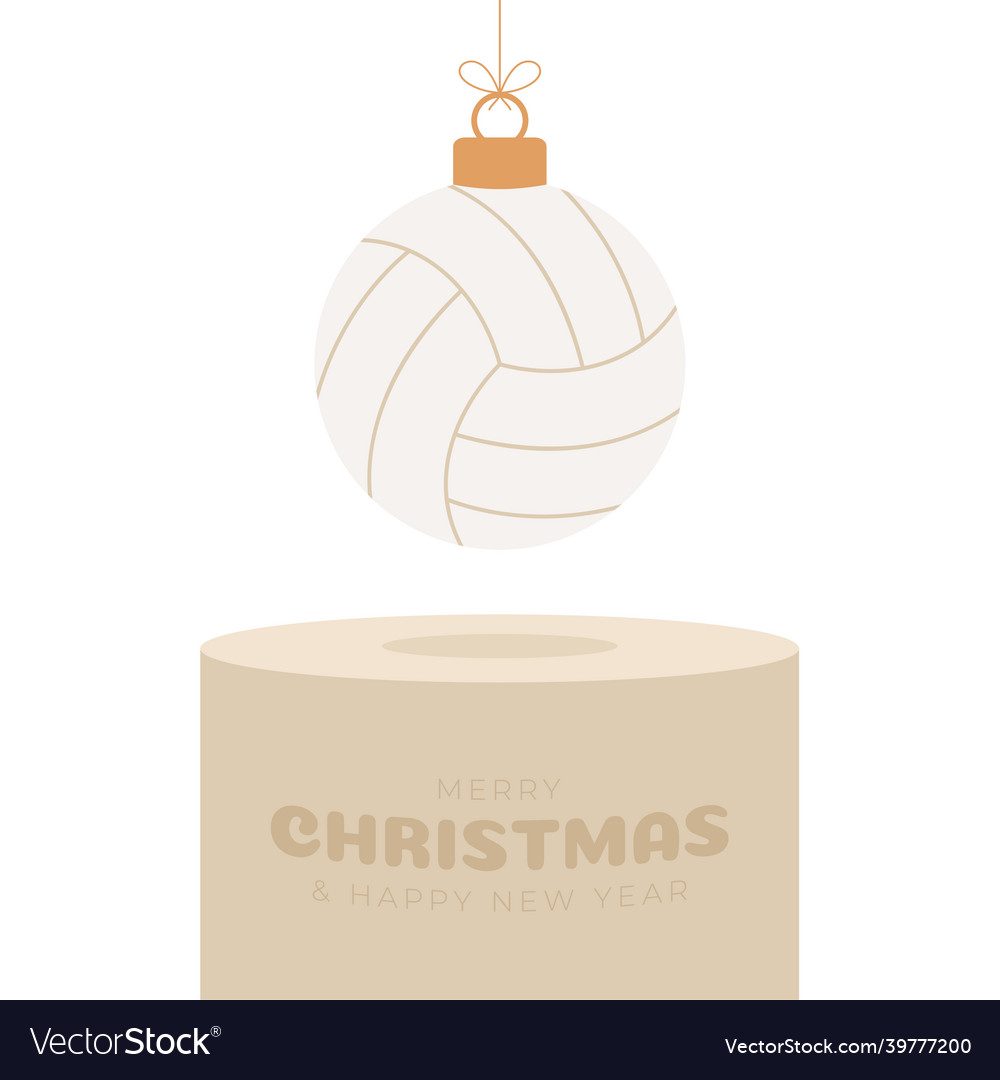 Volleyball christmas bauble pedestal merry