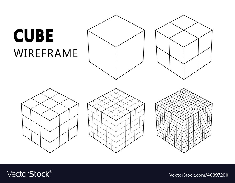 Wireframe cube in different resolution connection