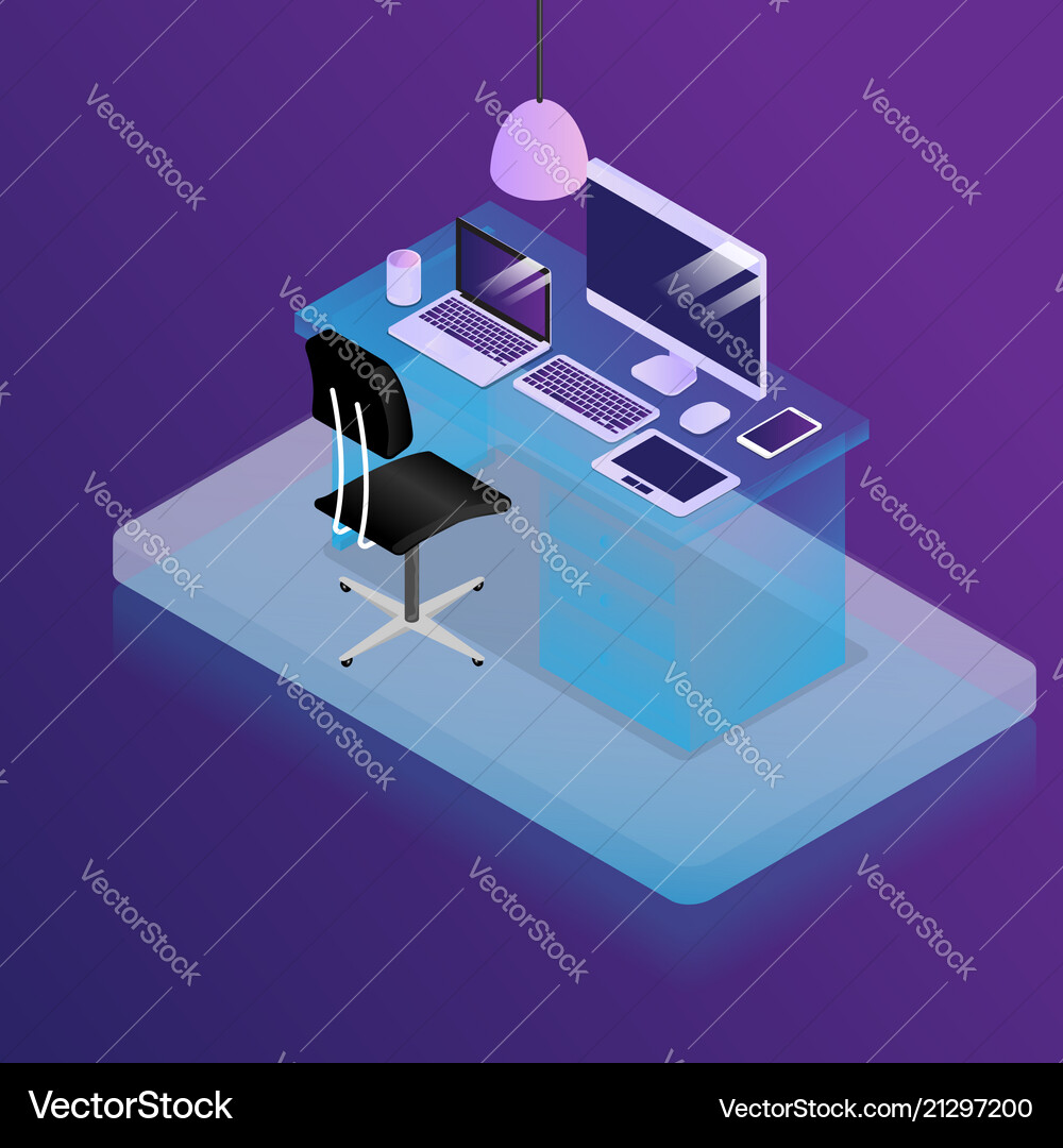 Work Place In Office Desk With Supplies Royalty Free Vector