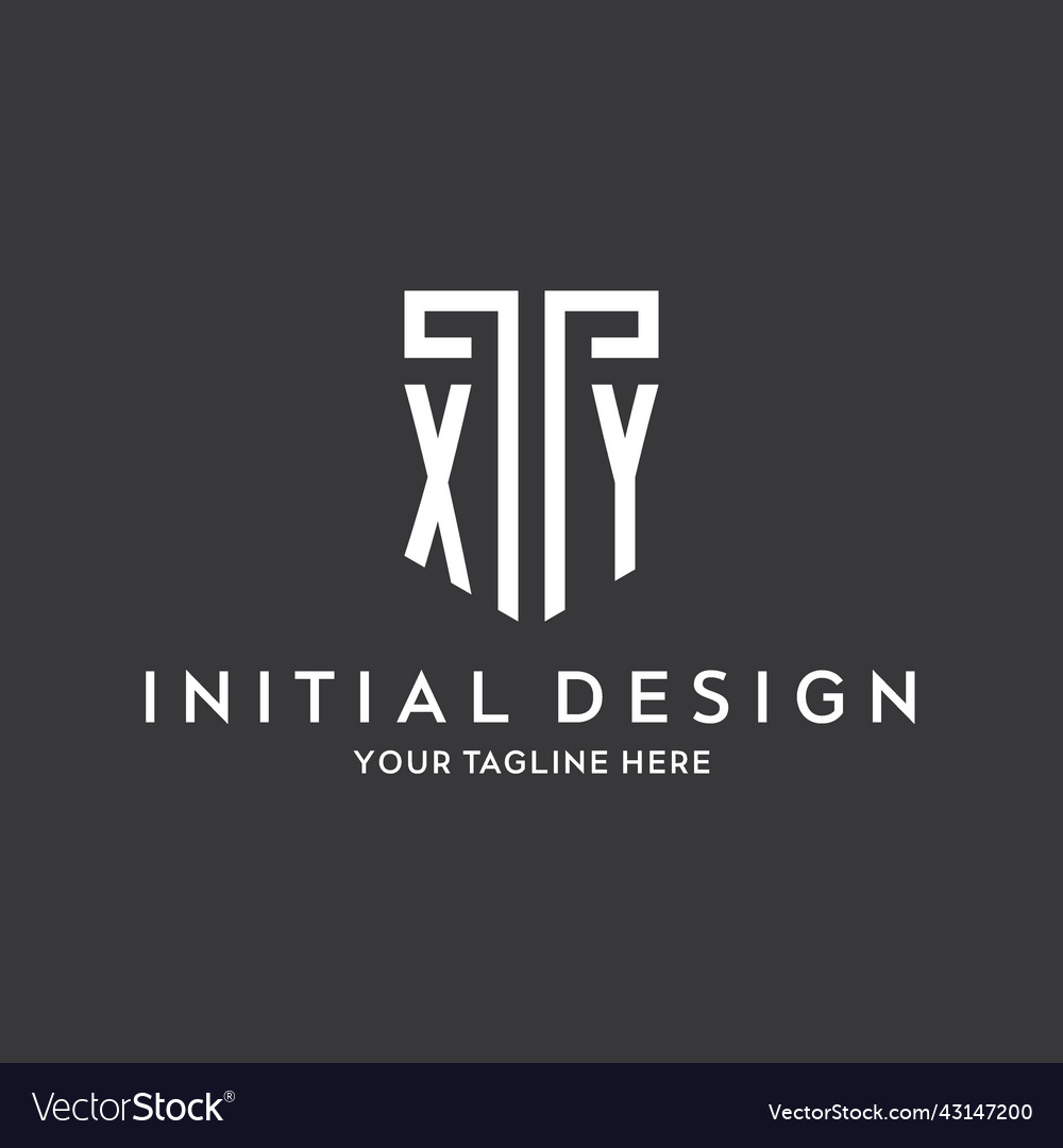 Xy monogram initial name with shield shape icon