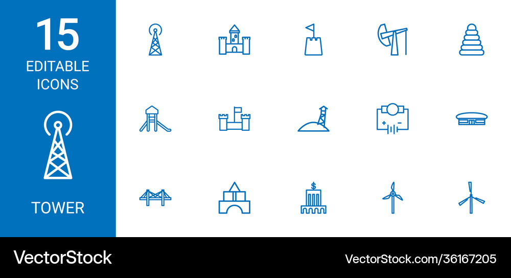 15 tower icons Royalty Free Vector Image - VectorStock