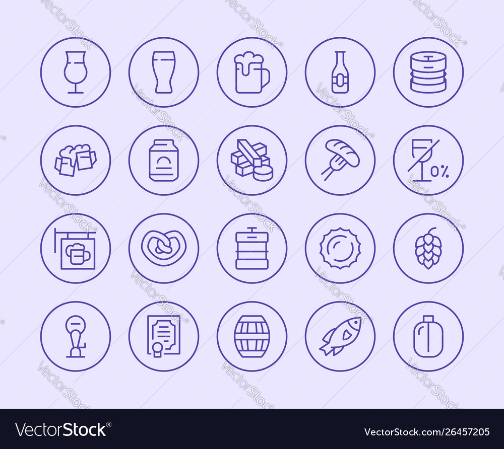 Beer line icon flat style vector image Beer line icon flat style