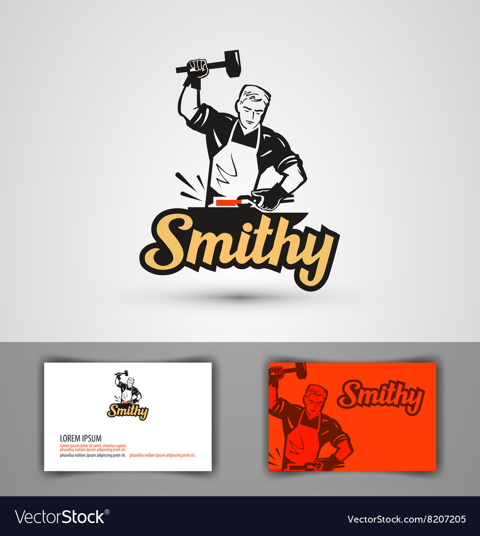 Blacksmith Logo Forge Or Forging Icon Royalty Free Vector