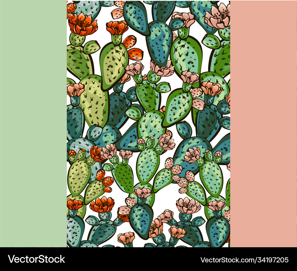 Cactus hand drawn seamless pattern creative Vector Image