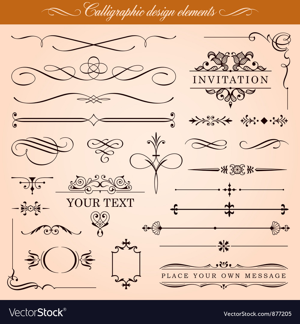 Calligraphic design elements Royalty Free Vector Image