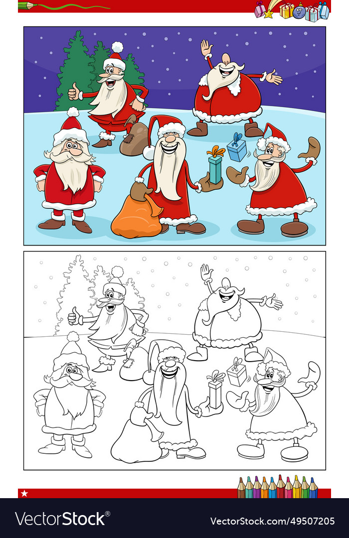 Cartoon santa clauses christmas characters Vector Image