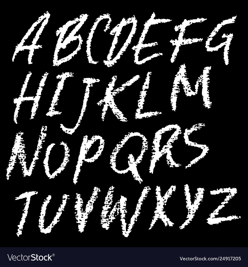 Chalk textured font grunge script on chalkboard vector image Chalk textured font grunge script on chalkboard