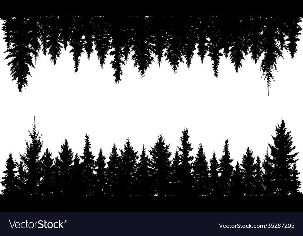 Forest and upside down black silhouettes Vector Image