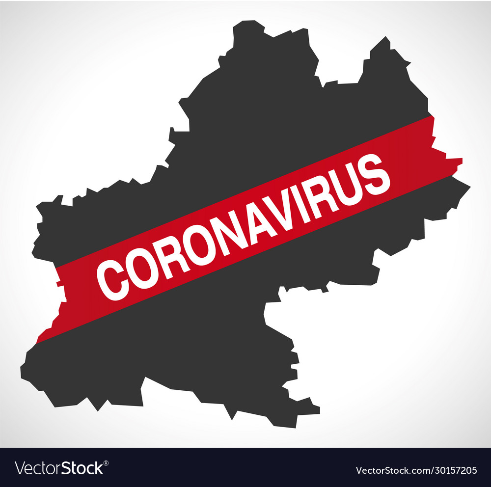 Midi-pyrenees france region map with coronavirus