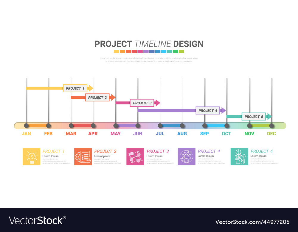 Project schedule year chart overview planning vector image Project schedule year chart overview planning