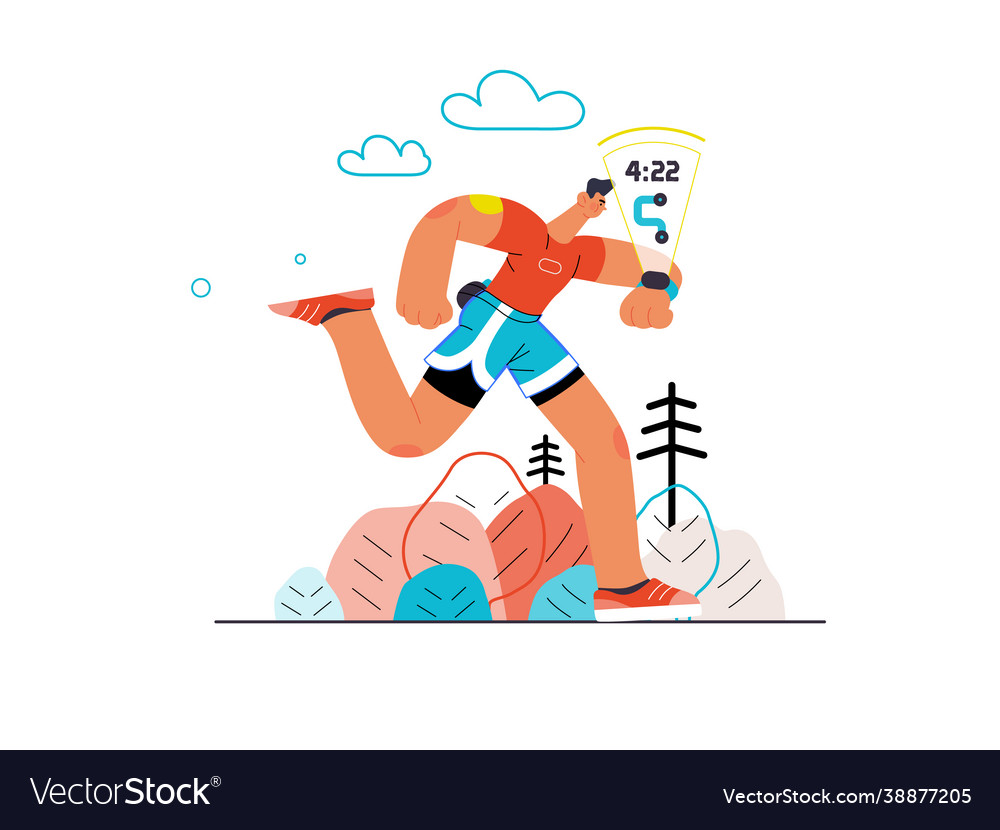 Runners - a man running and exercising outside vector image Runners - a man running and exercising outside