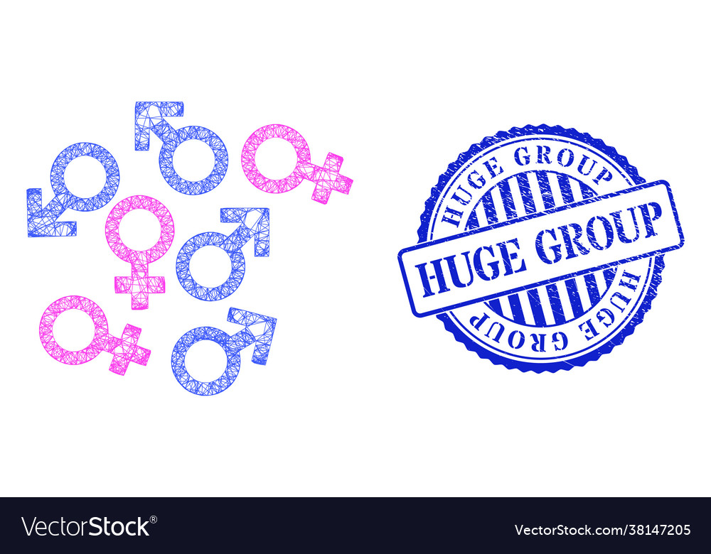 Scratched huge group stamp and net gender symbols