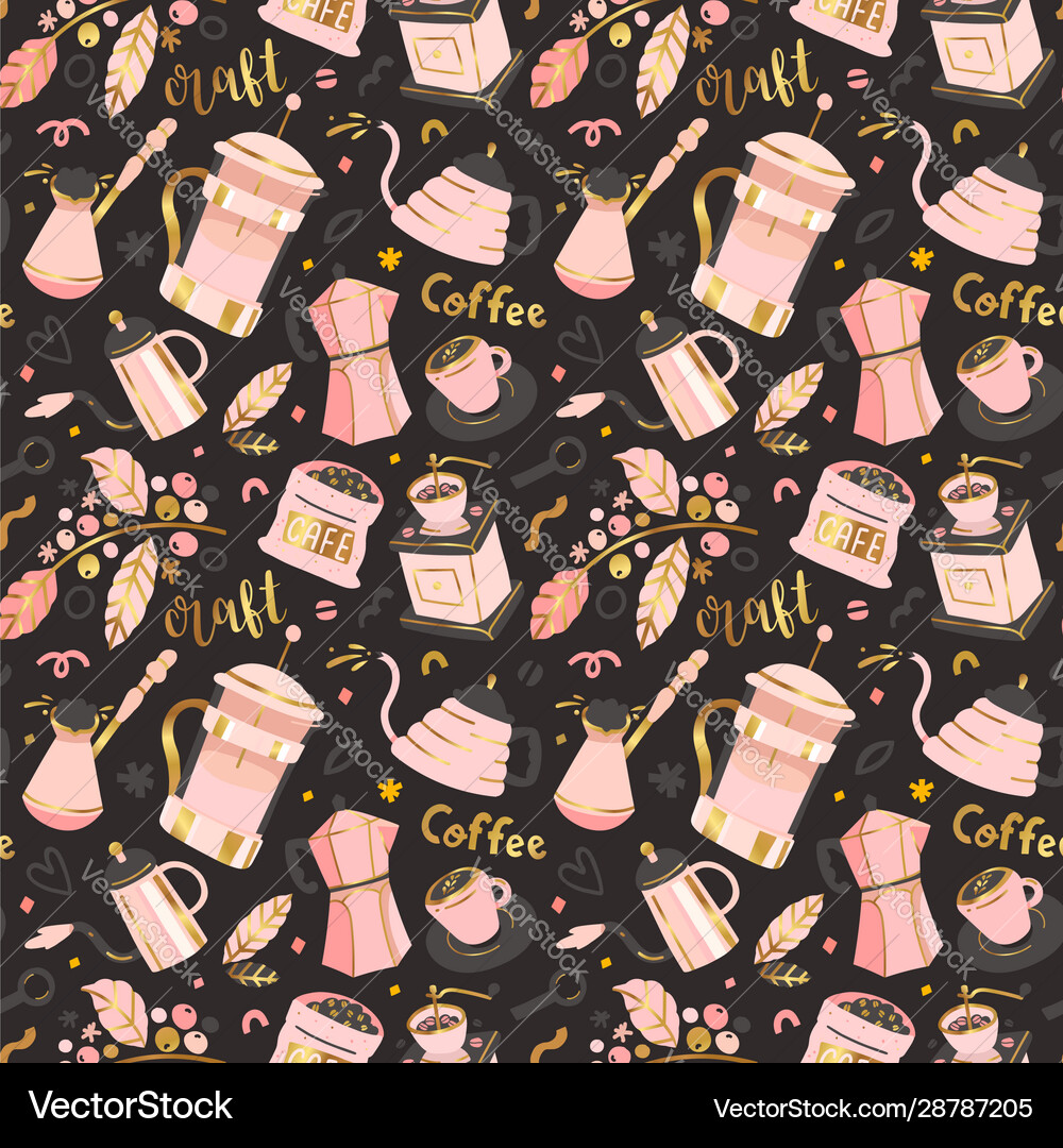 Seamless pattern with coffee making tools Vector Image