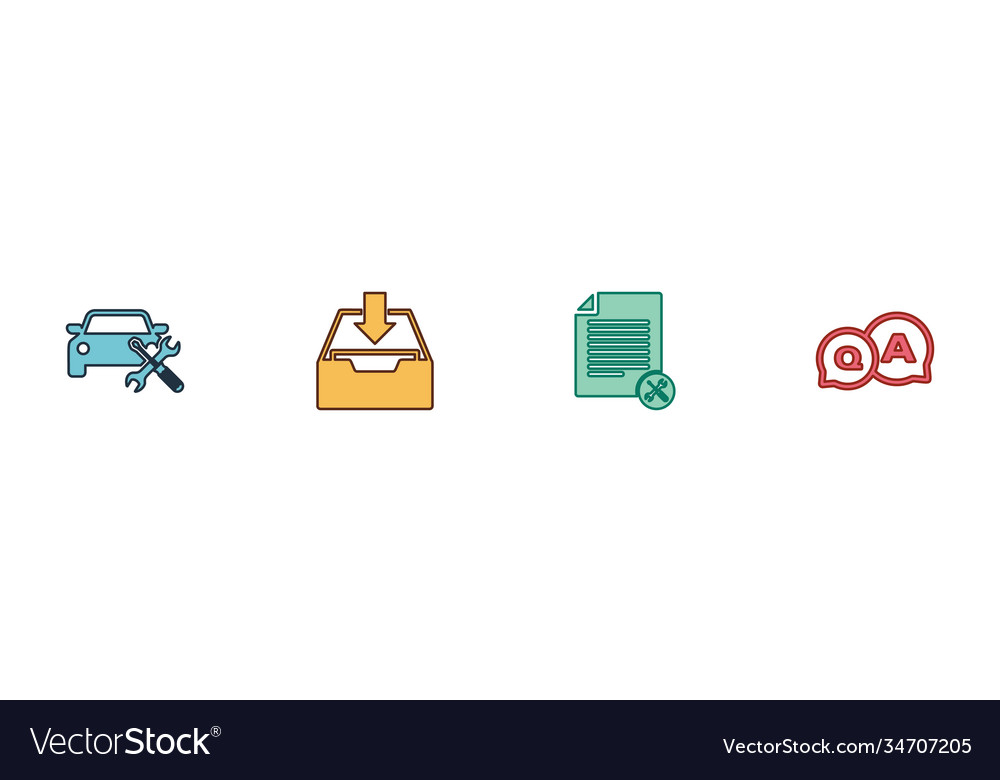 Set car service download inbox file document vector image Set car service download inbox file document