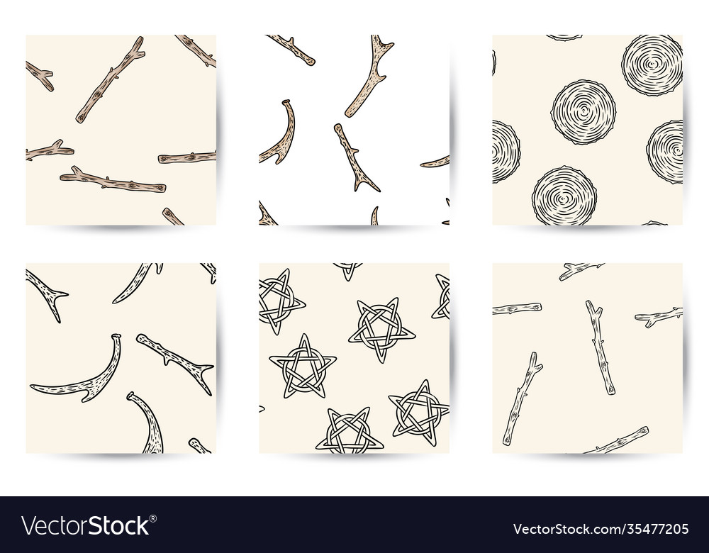 Set indigenous rustic seamless border patterns vector image Set indigenous rustic seamless border patterns