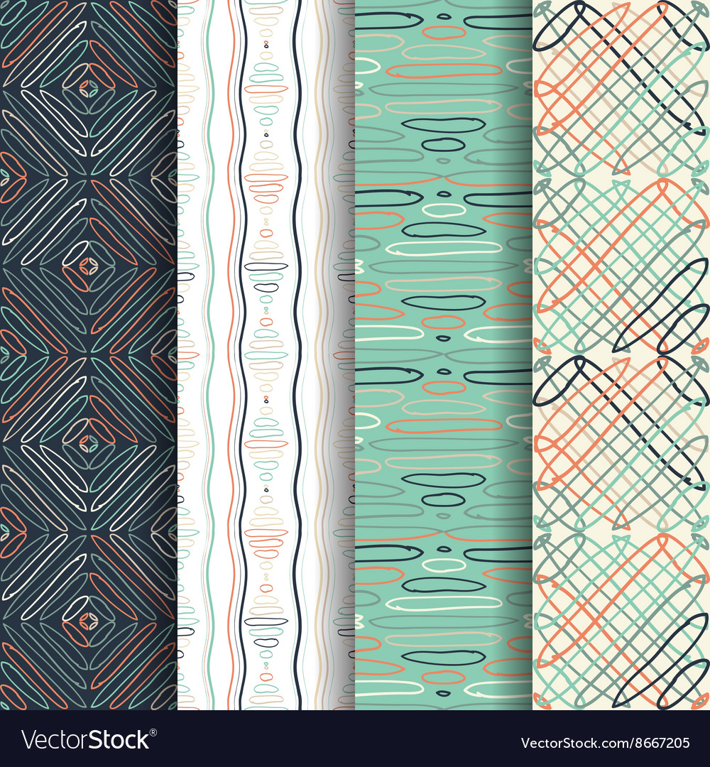 Set of four abstract seamless patterns