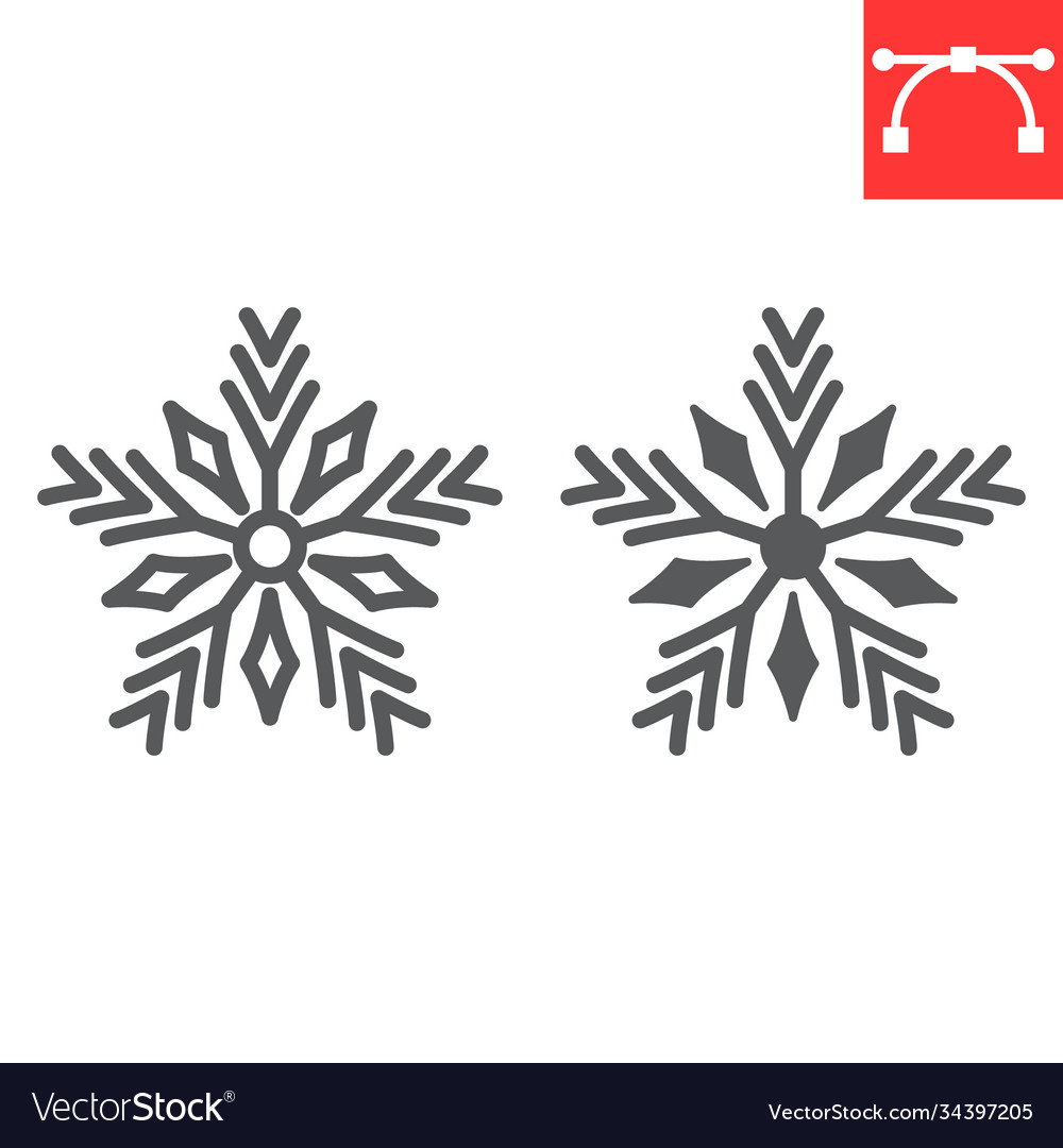 Schneeflocke Linie und Glyph Ikone fröhlich Weihnachten