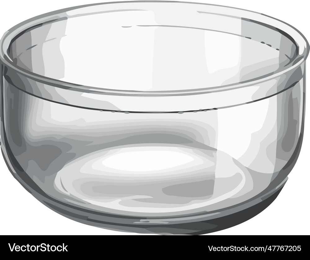 Transparent glass bowl with water reflection Vector Image
