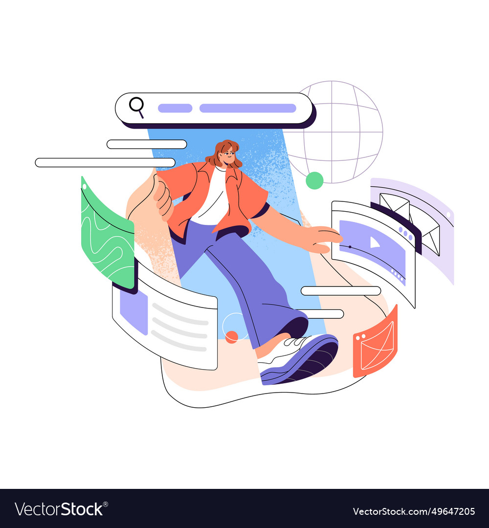 User explore information using search bar Vector Image User explore information using search bar
