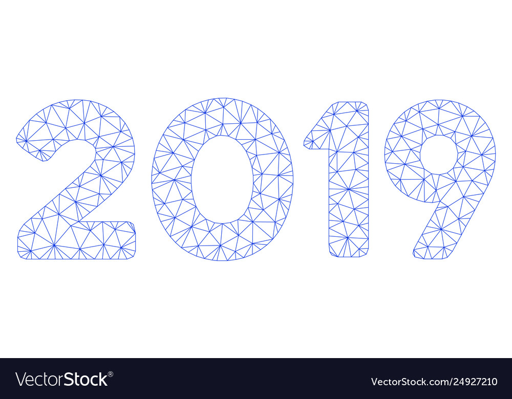 2019 digits text polygonal frame mesh