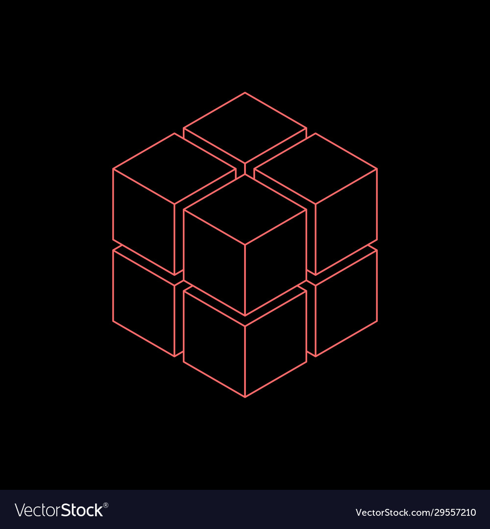 Abstract 3d cube from cubes isometric projection