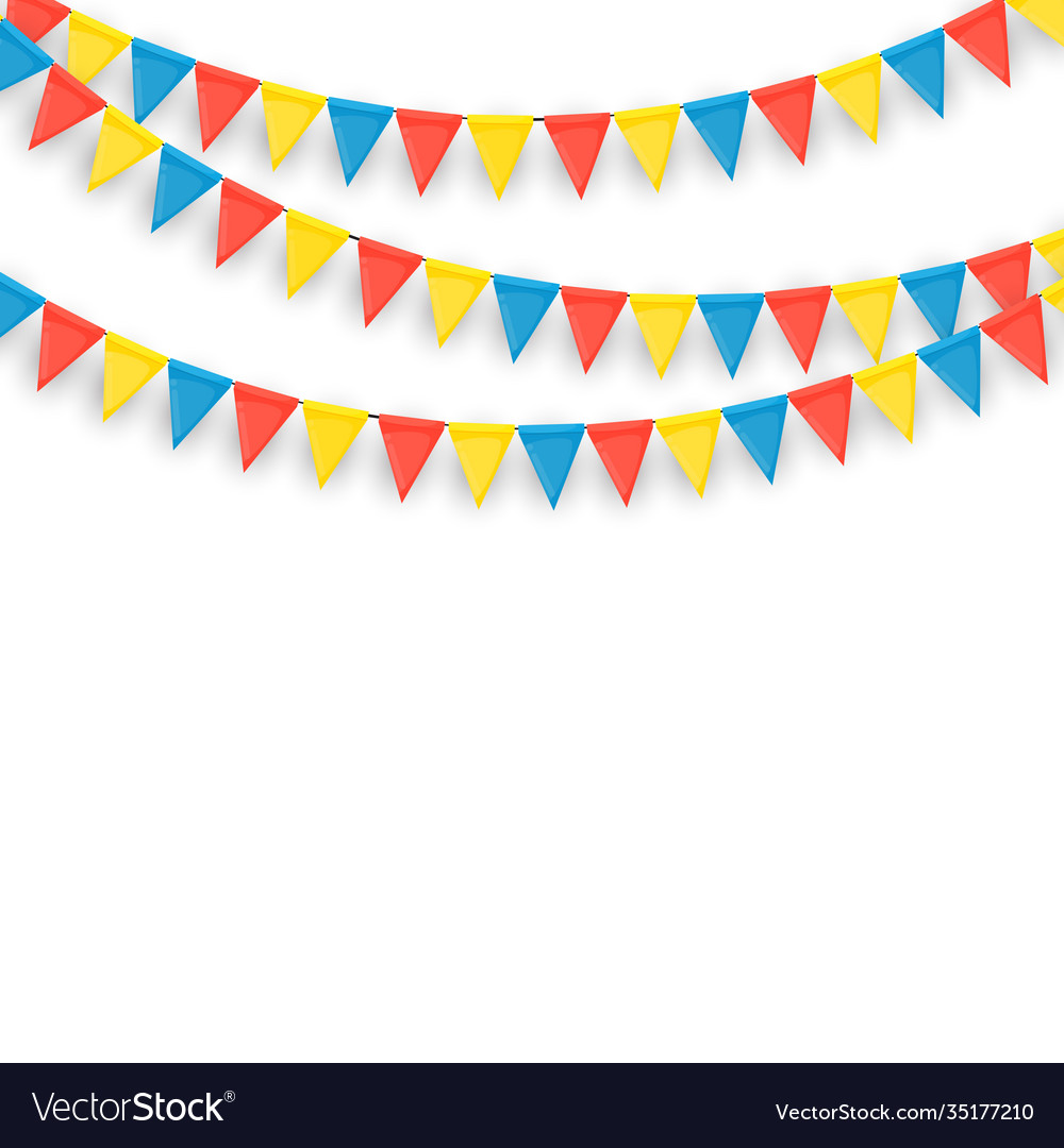 Banner with garland flags and ribbons holiday Vector Image