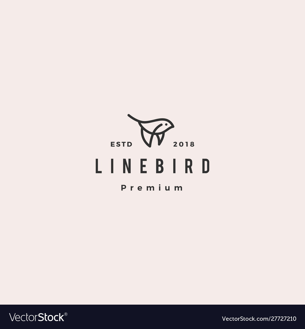 Flying bird logo hipster retro vintage icon line vector image Flying bird logo hipster retro vintage icon line