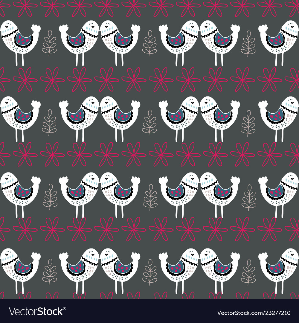 Grey scandinavian love birds pattern design