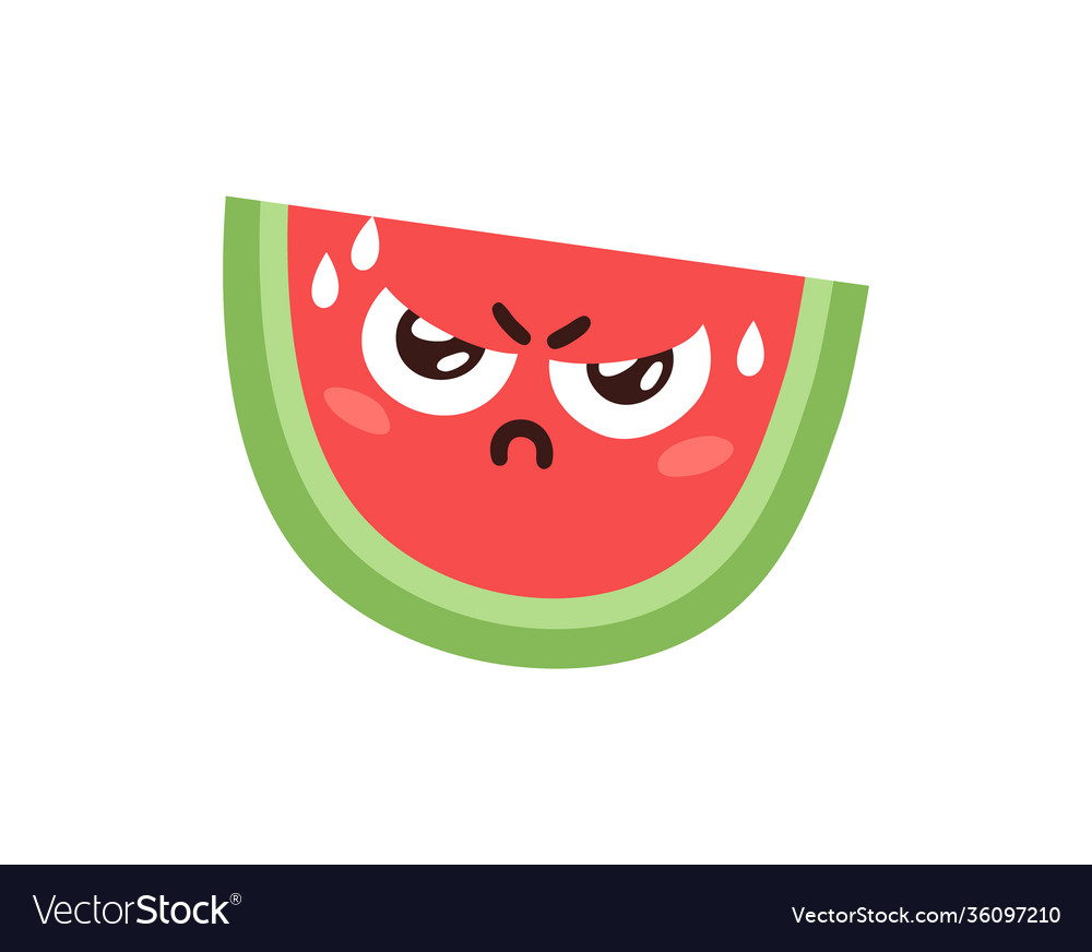 Hand drawn cartoon watermelon emoji food drawing Vector Image