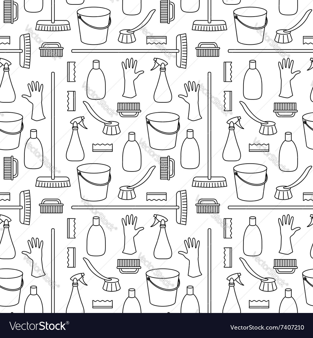 Household Cleaning Objects Pattern