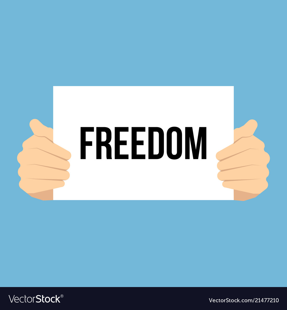 Man showing paper freedom text