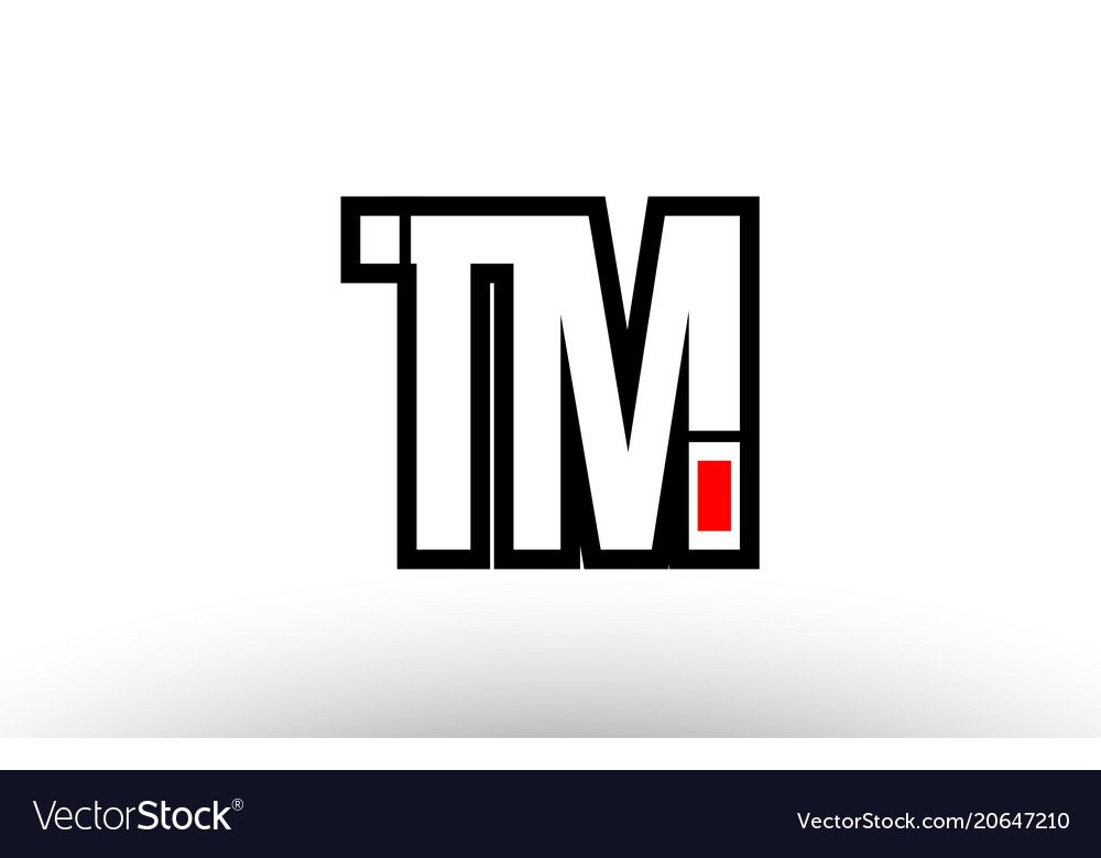 Red and black alphabet letter tm t m logo