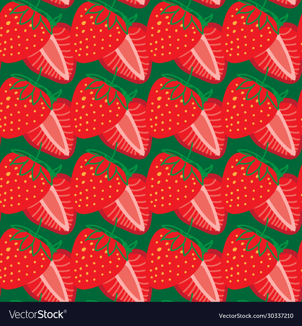 Seamless pattern strawberrys design colorful vector image Seamless pattern strawberrys design colorful
