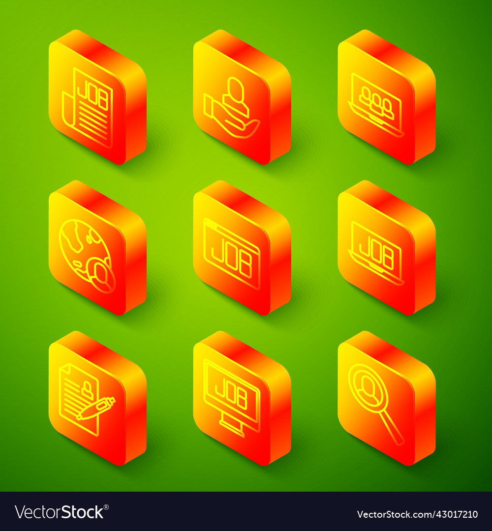 Set line search job worker project team base vector image Set line search job worker project team base