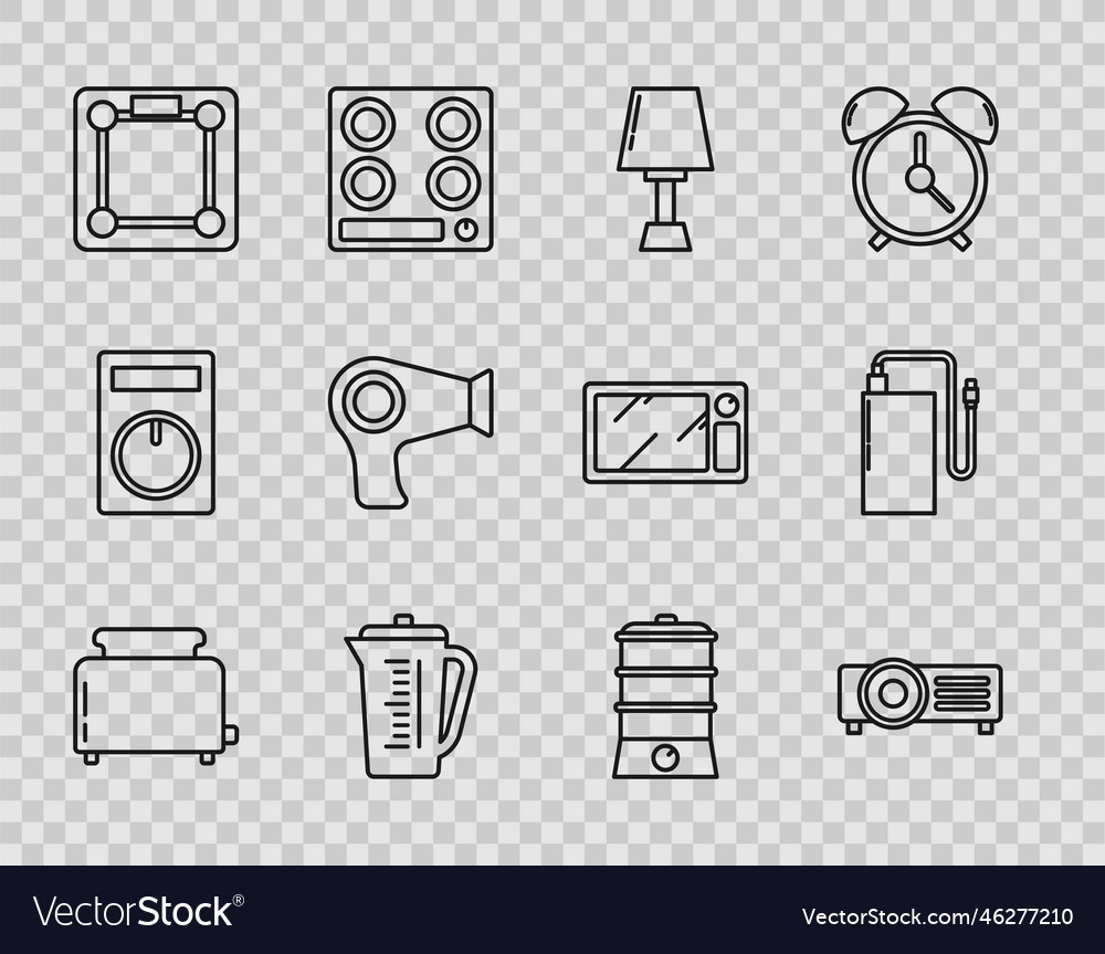 Set line toaster with toasts table lamp Vector Image Set line toaster with toasts table lamp