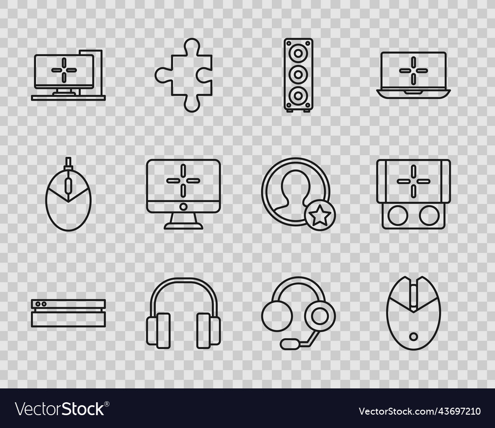 Set line video game console computer mouse gaming vector image Set line video game console computer mouse gaming