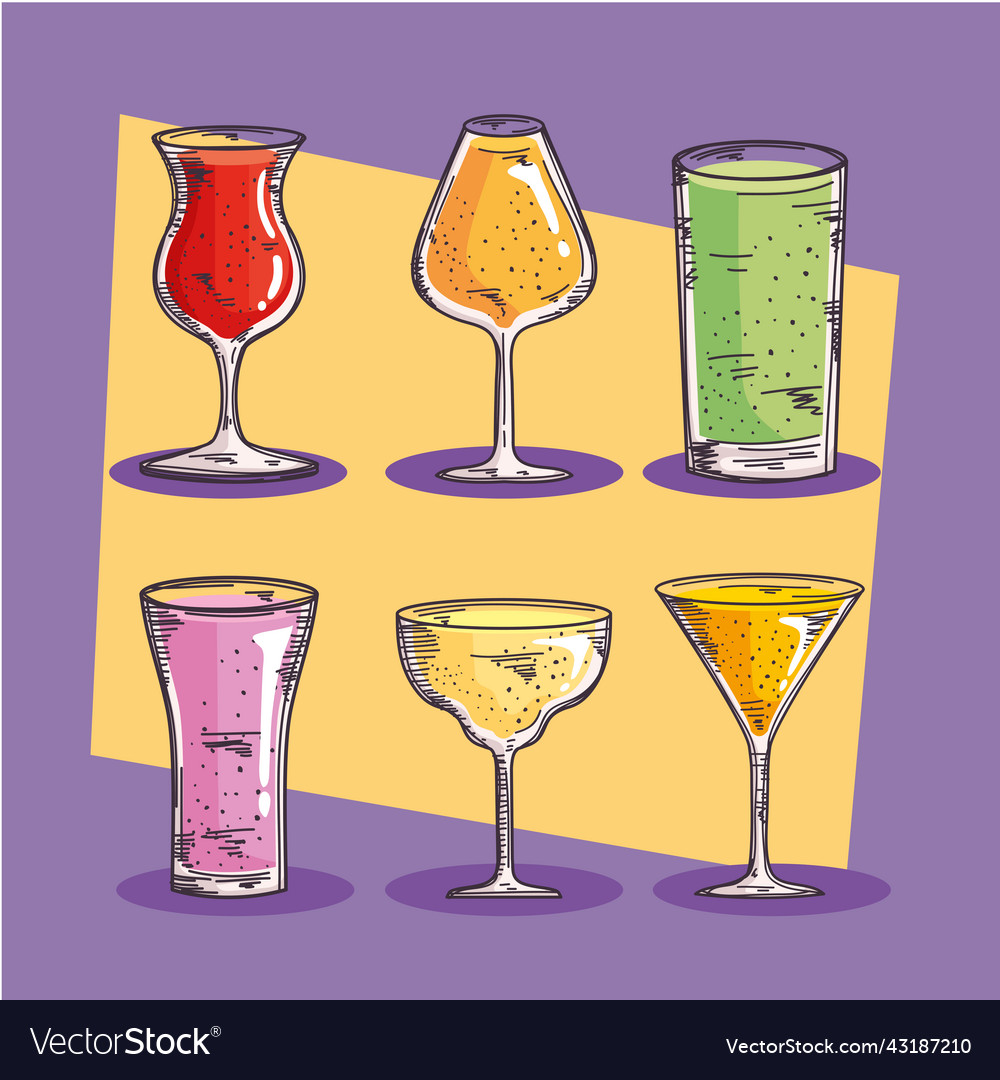 Six drinks beverages icons