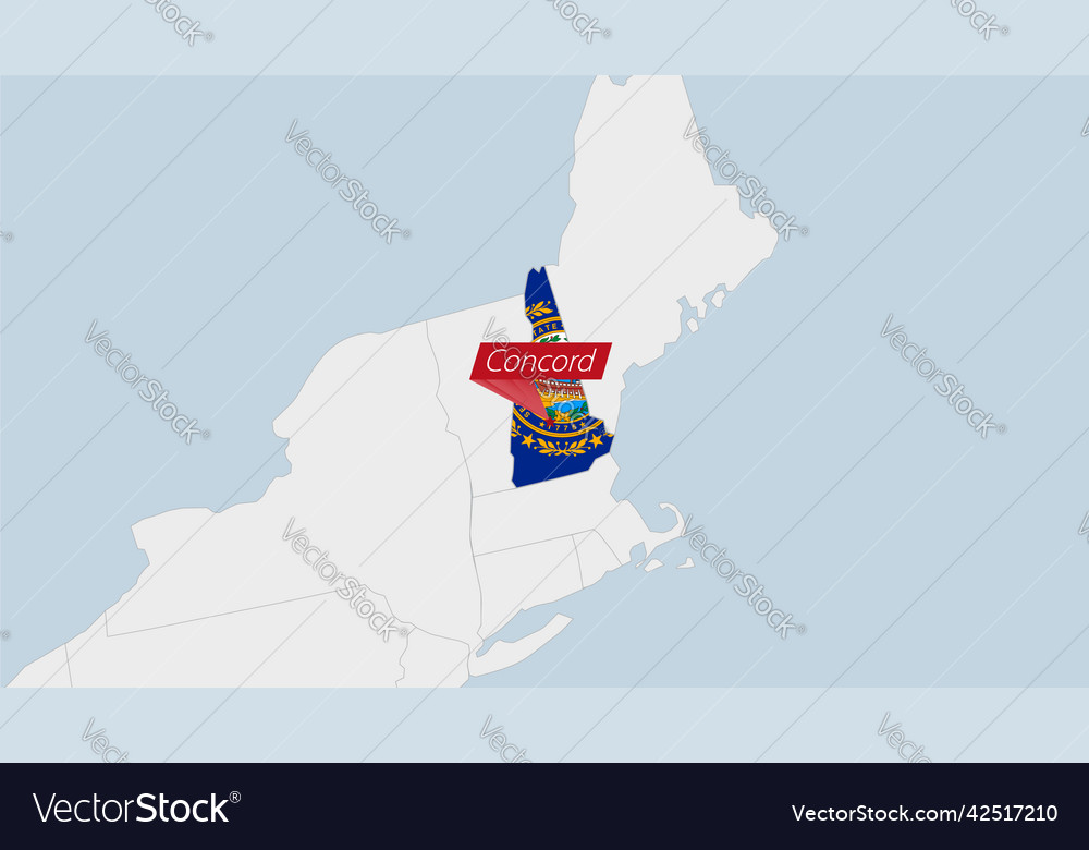 Us state new hampshire map highlighted in new Vector Image