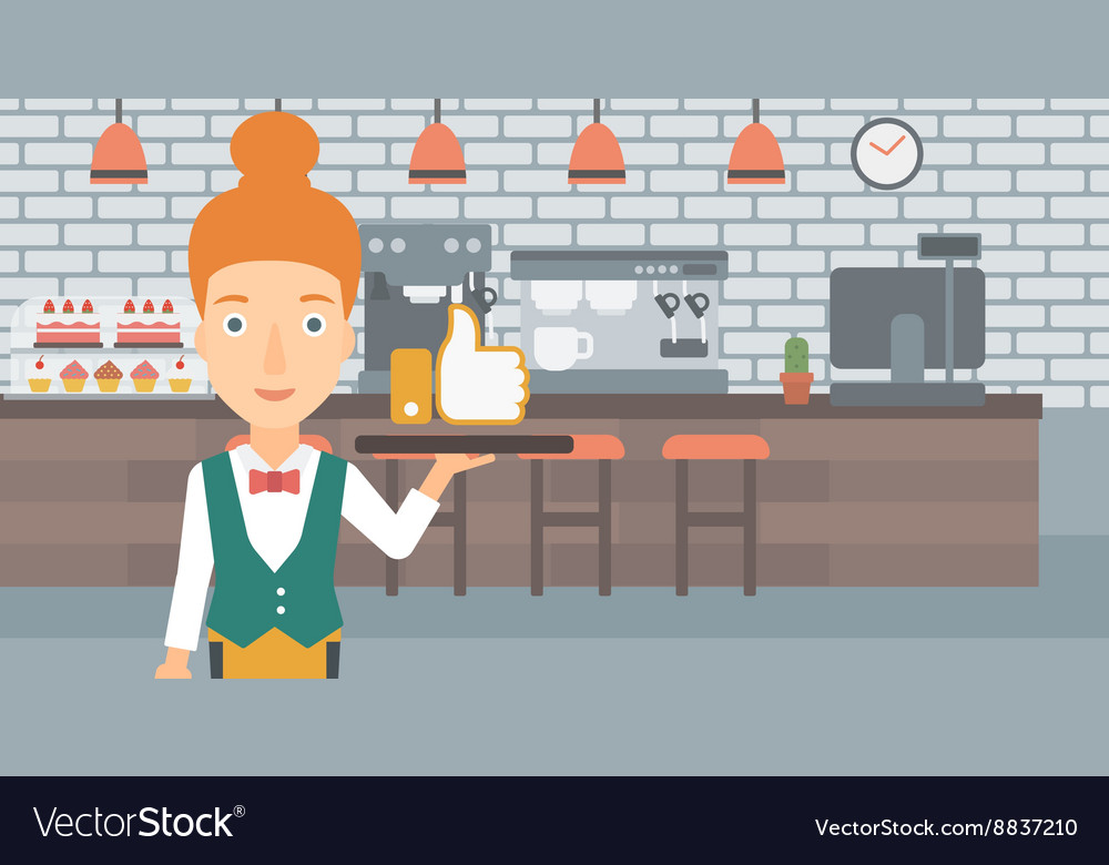 Waitress with like button