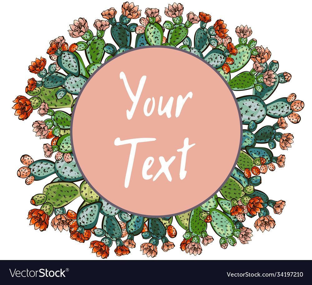 Web banner template pattern wreath cacti vector image Web banner template pattern wreath cacti